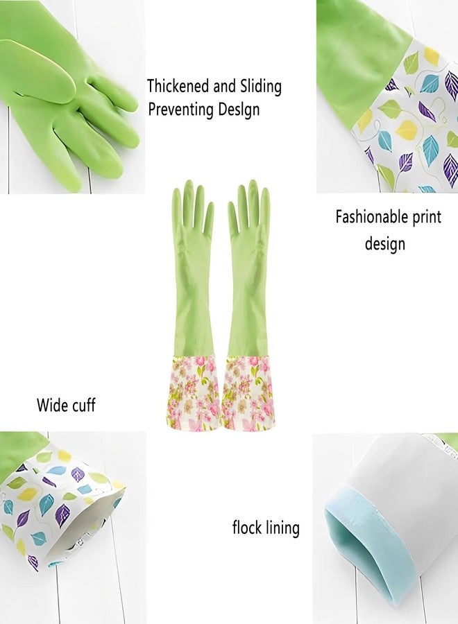 KINGFINGER Rubber Waterproof Dishwashing Gloves for Kitchen,Latex-Free Precision Flocking Household Cleaning Gloves(2pair, Large) - Image 3